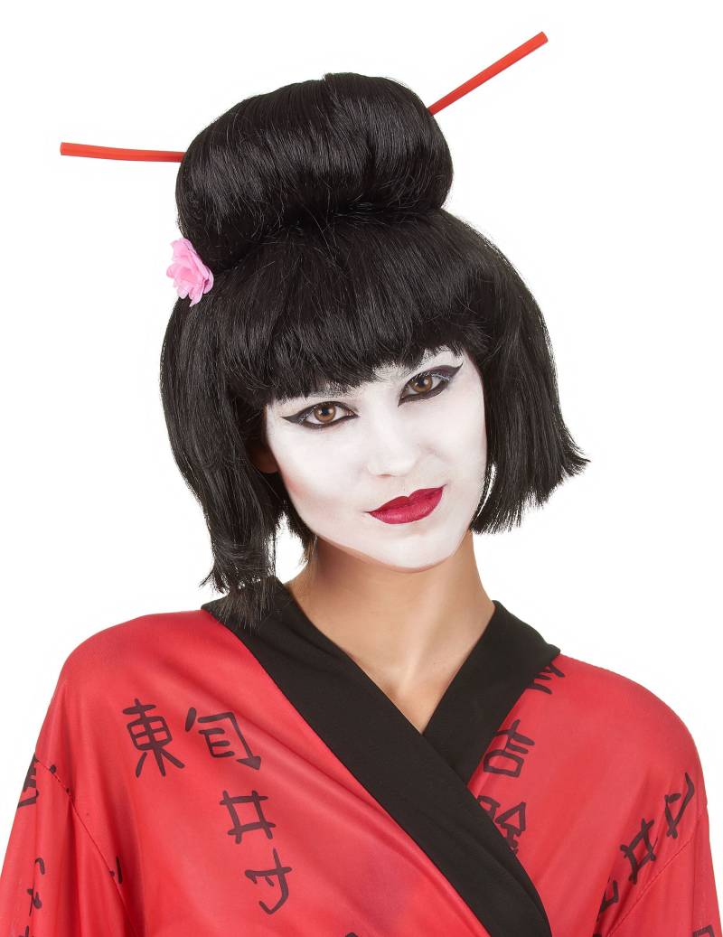 Geisha Damenperücke schwarz-rot-rosa von BESTER NOVELTY