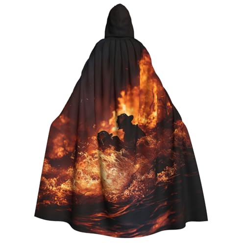 Yiyilong Feuerwehrmann Feuerwehrmann Flamme Print Uni Erwachsene Kapuzenumhang Dekoration Umhang Cosplay Kostüme Halloween Hoodie Robe von Yiyilong