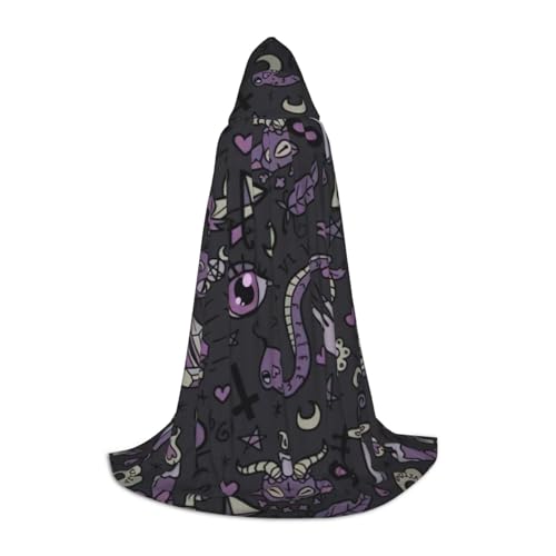 Yiyilong Lila Schwarz Gothic Gruseldruck Kapuzenumhang Kapuzenumhang für Kinder mit Halloween Weihnachten Cosplay Kostüm von Yiyilong