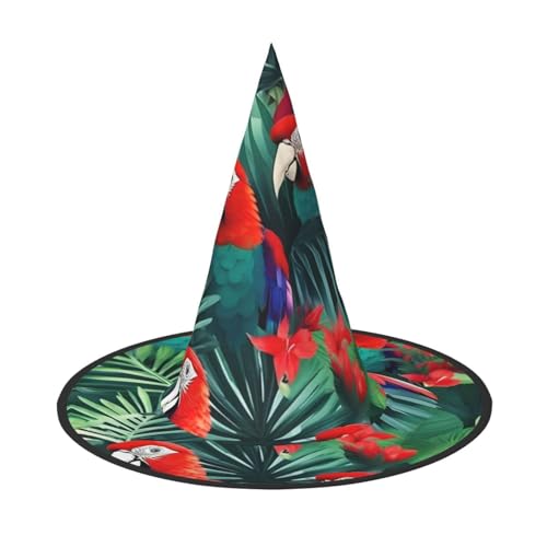 Yiyilong Tropische Blume Papagei Druck Halloween Hexenhut Dekorationen für Halloween Party Cosplay Supplies. von Yiyilong