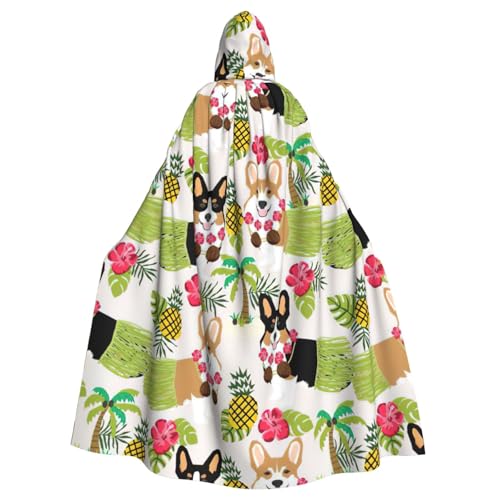 Yiyilong Uni Corgi Hawaiian Tropical Summer Ananas Print Halloween Christmas Cosplay Hooded Adult Party Decoration Hooded Cape von Yiyilong