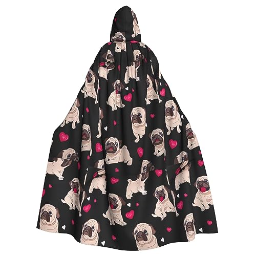 Yiyilong Uni Cute Pug Print Halloween Christmas Cosplay Hooded Adult Party Decoration Hooded Cape von Yiyilong