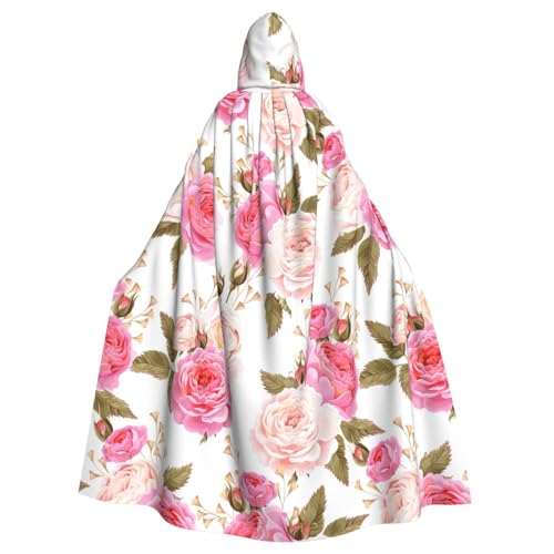 Yiyilong Uni Floral Flower Rose Pink Print Halloween Christmas Cosplay Hooded Adult Party Decoration Hooded Cape von Yiyilong