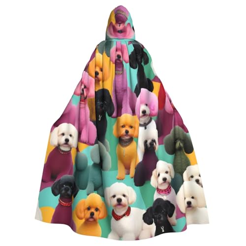 Yiyilong Uni Pudel Hunde Druck Halloween Weihnachten Cosplay Kapuzen Erwachsene Party Dekoration Kapuzenumhang von Yiyilong