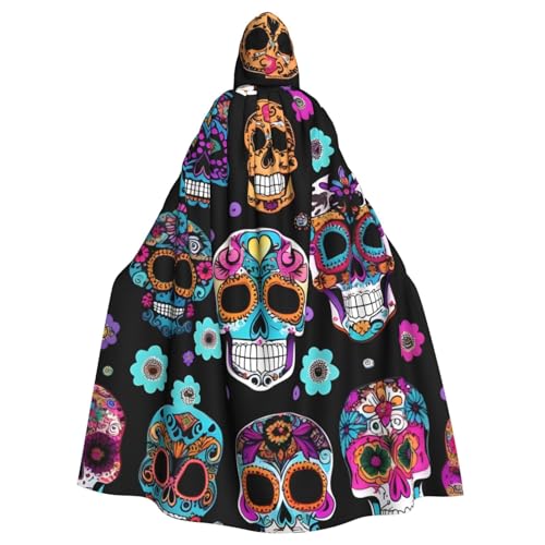 Yiyilong Uni Sugar Skull Print Halloween Christmas Cosplay Hooded Adult Party Decoration Hooded Cape von Yiyilong