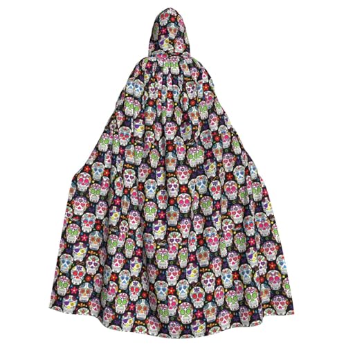 Yiyilong Uni Sugar Skulls Print Halloween Christmas Cosplay Hooded Adult Party Decoration Hooded Cape von Yiyilong