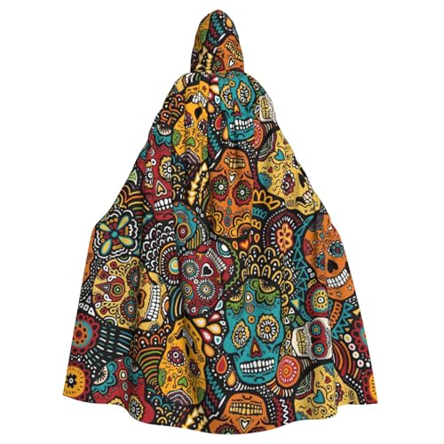 Yiyilong Uni Sugar and Skulls Style Print Halloween Christmas Cosplay Hooded Adult Party Decoration Hooded Cape von Yiyilong