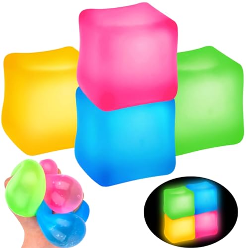 4 Stück Stressball für Kinder Erwachsene, Anti Stress Bälle, Quetschball Fidget Toys Squishy Antistressball, Großes Eiswürfel-Fidget Toys, Antistressball Squeeze, Cube Stressbälle von Yizemay