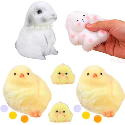 6PCS Huhn Squishy Spielzeug, Bunny Squeeze Spielzeug, Flüssigkeit Silikon Squish Kit, Super Soft Squishy, Tier Mini Kawaii Squishies Spielzeug, Stress Relief Entertainment (B) von Yizemay