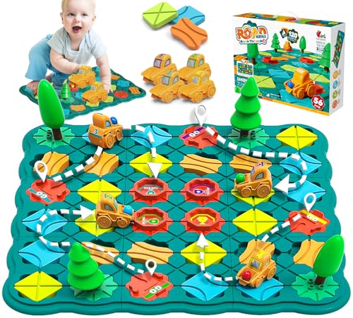 Brettspiel Kinderspielzeug, Logischer Straßenbauer großes Brett, Labyrinth Spiel, Rush Hour Spiel, Geschenke für Jungen und Mädchen im Alter von 4+ Jahren Kinder Erwachs von Yizemay