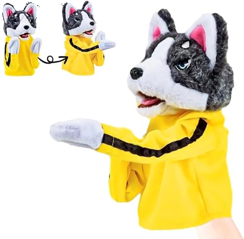 Kung Fu Animal Toy Husky Gloves Doll Children's Game Plush Toys, Interactive Hand Puppet Dog Toy, Soundable Boxing Dog Hand Puppet Toy (A) von Yizemay