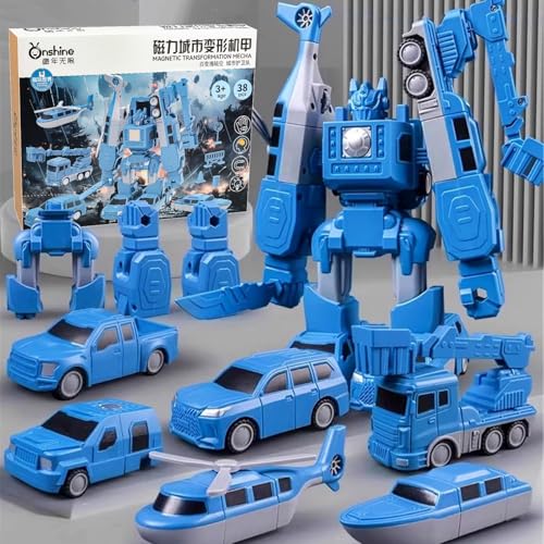 Magnetische Transformers Spielzeug für Kinder, Roboter Spielzeug, Magnetic Transform Engineering Toys, Magnetbausteine Magnetspielzeug Magnet Spielzeug ab 3 4 5 6 7 Jahre Junge von Yizemay