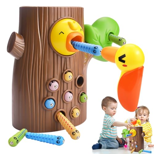 Yizemay Magnetisches Spielzeug Kinder Spiel ab 2 Jahre, Wurm Fangen Spiel Montessori Lernspielzeug ab 2 3 4 Jahren Jungen und Mädchen Geschenke von Yizemay