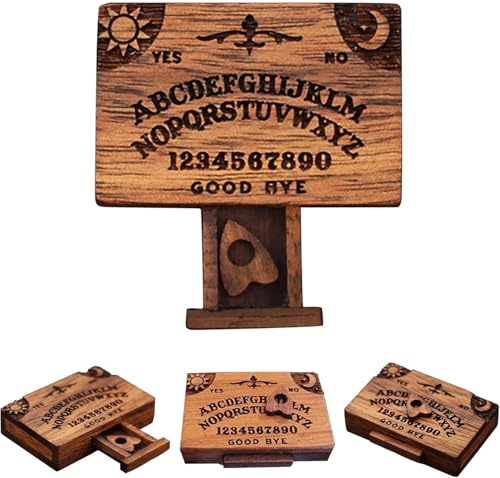 Miniatur Ouija Board, Holz Sprechende Geist Board mit Schublade, Handgemachte Ouija Board Dekor mit Planchette, Heiliger Geist Brett Alphabet Halloween Dekorationen (A) von Yizemay