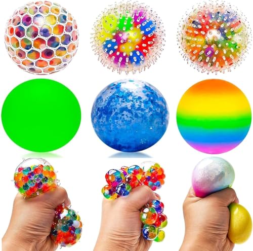 6 Stück Squishy Stressball, Antistressball Stressball Kinder, Regenbogen Squeeze Bälle Quetschball für Erwachsene ADHS, Angst, OCD Angst abbauen und Beruhigung von Yizemay