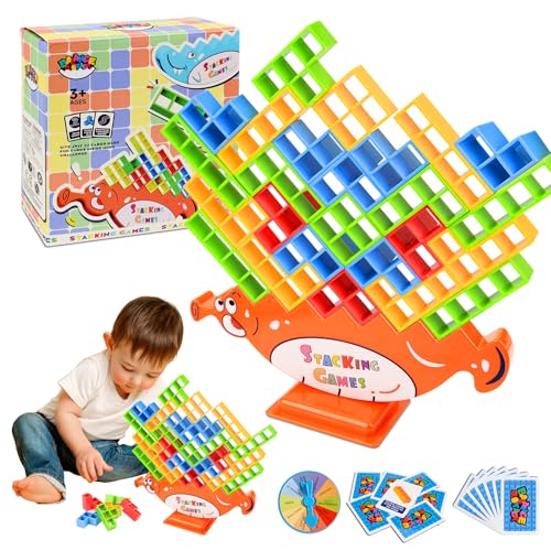 Yizemay Tetra Tower Spiele, Tetris Balance Tower Spielzeug, Tisch Taktikspiel, Stapelspiel Spielzeug Kinder, Stapelblöcke Balancing Spiele Stapelturm Spielzeug Geschenke für Jungen Mädchen (A) von Yizemay