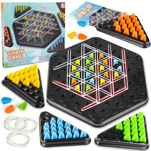 Triggle Spiel mit Gummibänder, Triggle Brain Schachspiel Games, Triggle-Gummiband-Spiel Brettspiele Dreieck, Triggle Spiel Kettendreieck Schachspiel, Triggle Spiel Schach von Yizemay