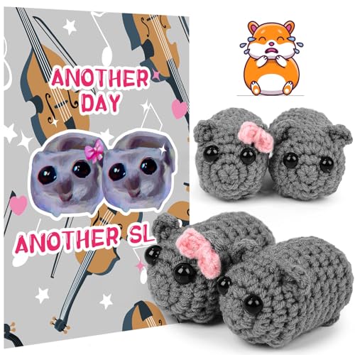 Yizemay Sad Hamster Meme Plüschtier, Trauriger Hamster Schlüsselanhänger, Handgestrickte Sad Hamster Kuscheltier Anti-Stress Mutmacher Geschenk für Freunde Partner von Yizemay