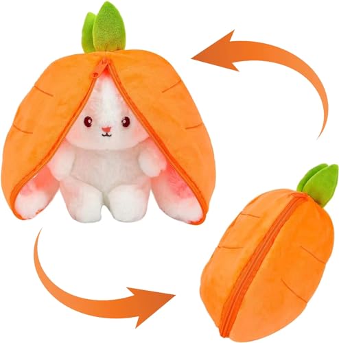 Yizemay Hasen Verstecken Plüschtier,Plushie Plüschtiere Hase, Gefülltes Kaninchen mit Karotten und Erdbeeren, Hasenpuppe, Hasenplüsch, Weiches Plüsch-Kaninchen-Spielzeug von Yizemay