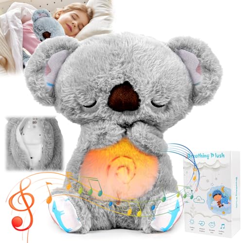 Yizemay Schlummer Otter Kuscheltier, Schlummer Koala mit Herzschlag, Koala Kuscheltier Kinder Spielzeug, Schlafotter Baby Geschenke, Einschlafhilfe Plüschtier, Lindern Baby Angstlinderung von Yizemay