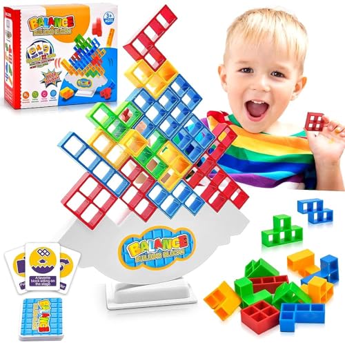 Yizemay Tetra Tower Spiel, 48 PCS Tetris Balance Spielzeug Tower Game, Kreatives Stapelspiel Stapeln Spielzeug für Kinder, Stapelblöcke Balancing Spiel für Jungen Mädchen ab Jahre von Yizemay