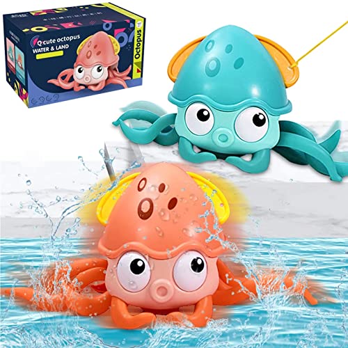 Yizemay Walking Amphibious Octopus, Crawling Octopus, Floating Wind-up Bath Toys interactive Bath Octopus for Kids Toddler Baby (Pink) von Yizemay