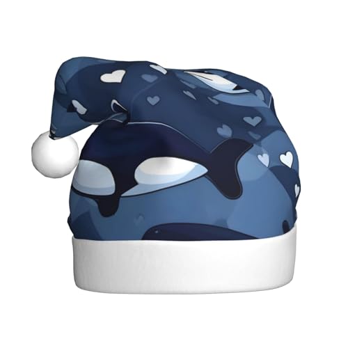 Blaue Killerwal-Weihnachtsmütze für Erwachsene. Festliche Weihnachtsmütze mit Bommel, Unisex-Kappe für Weihnachtsfeiern. Blaue Killerwal-Weihnachtsmütze für Erwachsene. Festliche Weihnachtsmütze mit Bommel, Unisex-Kappe für Weihnachtsfeiern. von Yizhiyz