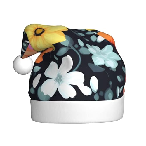 Schöne bunte Blumen-Weihnachtsmütze für Erwachsene. Festliche Weihnachtsmütze mit Bommel, Unisex-Kappe für Weihnachtsfeiern. Schöne bunte Blumen-Weihnachtsmütze für Erwachsene. Festliche Weihnachtsmütze mit Bommel, Unisex-Kappe für Weihnachtsfeiern. von Yizhiyz