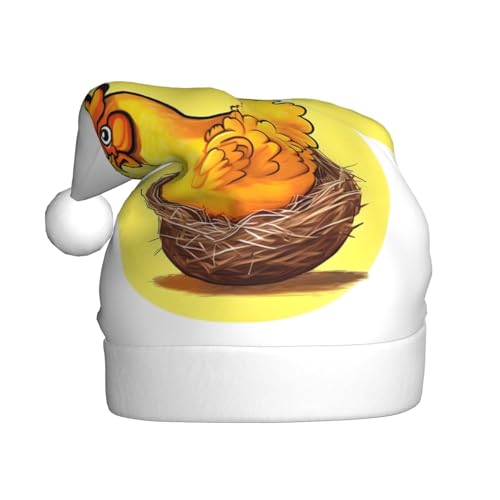 Vogelnest Goldenes Huhn Weihnachtsmütze für Erwachsene. Festliche Weihnachtsmütze mit Bommel, Unisex, Urlaubsmütze für Weihnachtsfeiern Vogelnest Goldenes Huhn Weihnachtsmütze für Erwachsene. Festliche Weihnachtsmütze mit Bommel, Unisex, Urlaubsmütze für Weihnachtsfeiern von Yizhiyz