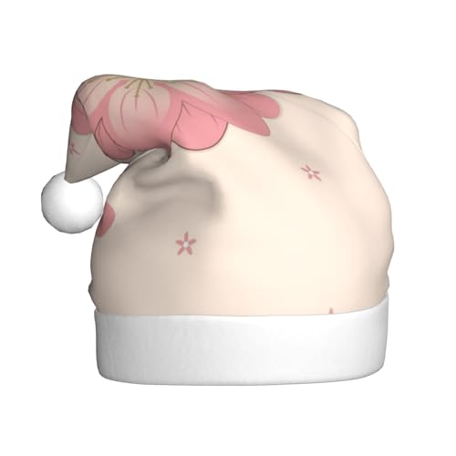 Weihnachtsmütze mit kleinen rosa Kirschblüten für Erwachsene. Festliche Weihnachtsmütze mit Bommel, Unisex-Kappe für Weihnachtsfeiern. Weihnachtsmütze mit kleinen rosa Kirschblüten für Erwachsene. Festliche Weihnachtsmütze mit Bommel, Unisex-Kappe für Weihnachtsfeiern. von Yizhiyz