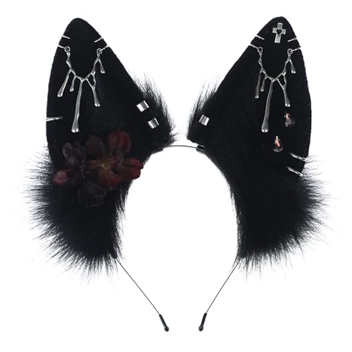 Yjcnelcr Anime Maid Hairhoop Plüsch Ohr Ethnisches Stirnband Cosplay Kostüm Halloween Party Kopfschmuck Mädchen Show Kopfbedeckung von Yjcnelcr