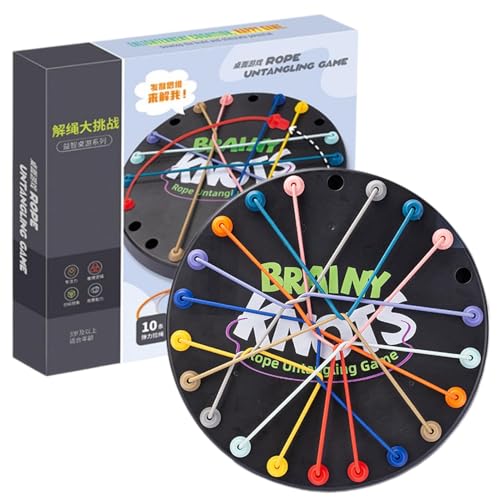 Brainy Knots Seil-Entwirrungsspiel, Challenge Spannendes Brettspiel, Knots Rope Untangling Strategie-Brettspiel, Seil Puzzlespiel,Buntes Verdrehtes Seil-Sortier-Puzzle-Spiel Für Klassenzimmer, Familie von Yjkedfh