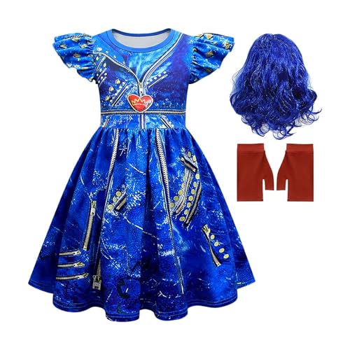 Yjkedfh Descendants4 Rise Rotes Kostüm Mit Perücken MädchenChloe Kleid Bridget Prinzessin Kleider Halloween Rollenspielkleidung Halloween Cosplay Outfits von Yjkedfh