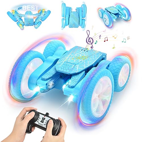 Ykgutilu Ferngesteuertes Auto, 360 °Drehbares RC Stuntauto für Kinder mit LED-Licht und Musik, 4WD 2.4GHz Funksteuerung RC Strun Auto mit Rotations und Flip Funktion, für Kinder 6 7 8 9 12 Jahre von Ykgutilu