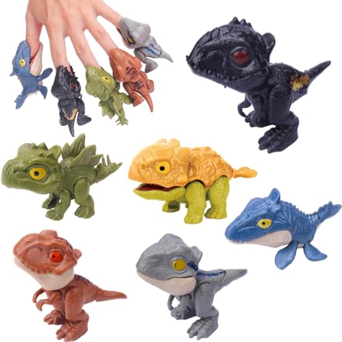 6 Stück Dinosaurier Spielzeug Set,Dino Biss Finger, Dinosaurier Finger Spielzeug,Kleine Dinosaurier Figuren,Schnapp-Dinosaurier-Spielzeug,Geeignet für Kinder, Jungen und Mädchen von Ylinwtech