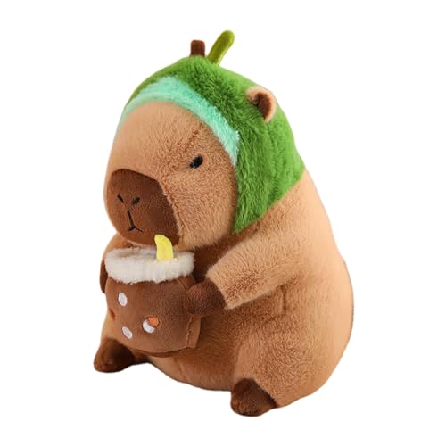 Capybara Plüschtier - 30–40 Cm Große Süße Capybara Puppe Mit Schildkrötenkissen | Capybara Puppe Mit Tragbarem Brothut | Capybara Stofftier | Weiches Realistisches Capybara Meerschweinchen Spielzeug von Ylnailky