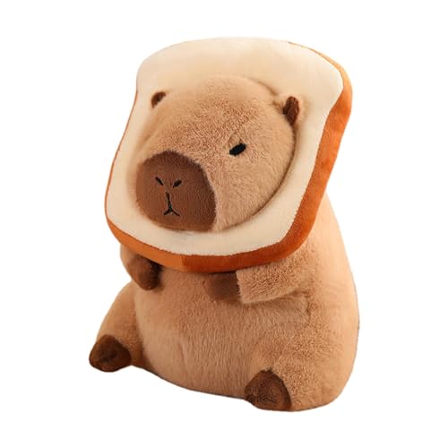 Capybara Plüschtier - 30–40 Cm Große Süße Capybara Puppe Mit Schildkrötenkissen | Capybara Puppe Mit Tragbarem Brothut | Capybara Stofftier | Weiches Realistisches Capybara Meerschweinchen Spielzeug von Ylnailky