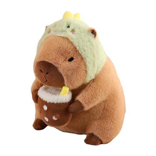 Capybara Plüschtier - 30–40 Cm Große Süße Capybara Puppe Mit Schildkrötenkissen | Capybara Puppe Mit Tragbarem Brothut | Capybara Stofftier | Weiches Realistisches Capybara Meerschweinchen Spielzeug von Ylnailky