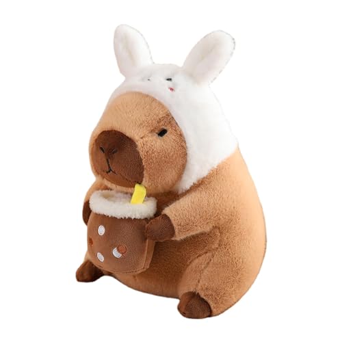 Capybara Plüschtier - 30–40 Cm Große Süße Capybara Puppe Mit Schildkrötenkissen | Capybara Puppe Mit Tragbarem Brothut | Capybara Stofftier | Weiches Realistisches Capybara Meerschweinchen Spielzeug von Ylnailky