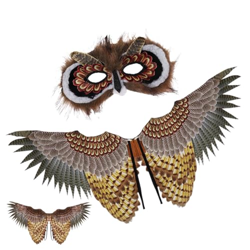 Ylnailky Eulenkostüm | Kinder Vogel Verkleidung Zubehör Halloween | Rollenspiel Kostüm Eulenmaske mit Flügeln für Karneval Faschingsparty Ylnailky Eulenkostüm | Kinder Vogel Verkleidung Zubehör Halloween | Rollenspiel Kostüm Eulenmaske mit Flügeln für Karneval Faschingsparty von Ylnailky