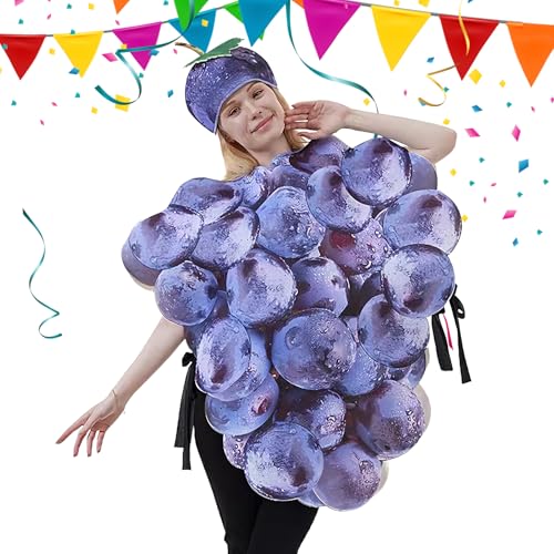 Ylnailky Obstkostüm, lila Traubenstrauß-Kostüm mit Hut, verkleiden Sie Outfit für Damen und Herren, Cosplay, Urlaub, Party, Bühnenaufführung, Halloween Ylnailky Obstkostüm, lila Traubenstrauß-Kostüm mit Hut, verkleiden Sie Outfit für Damen und Herren, Cosplay, Urlaub, Party, Bühnenaufführung, Halloween von Ylnailky