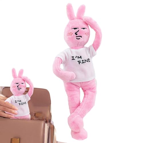 Ylnailky Rosa Hasenplüsch, Hasenplüsch,Cartoon-Hase-Kaninchen-Stofftier 11 Zoll | Weiches Kissen, Tierpuppe, lustige Gesichtsausdrücke, Plüschfigur für Wohnzimmer, Schlafzimmer, Kinderzimmer von Ylnailky