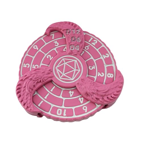 7 in 1 Fidget Spinner Würfel Set für DND, Neuheit Loong Kopf Metall Roulette D&D Würfel mit Geschenkbox, Dungeons und Drachen RPG Rollenspiel Würfel (Pink) von YlobdolY