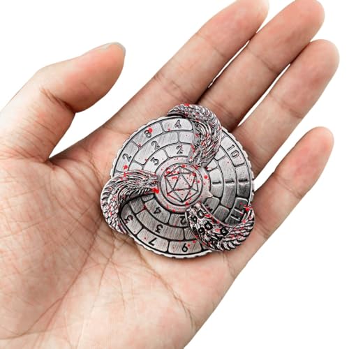 7 in 1 Fidget Spinner Würfel Set für DND, Neuheit Loong Kopf Metall Roulette D&D Würfel mit Geschenkbox, Dungeons und Drachen RPG Rollenspiel Würfel Bloody von YlobdolY