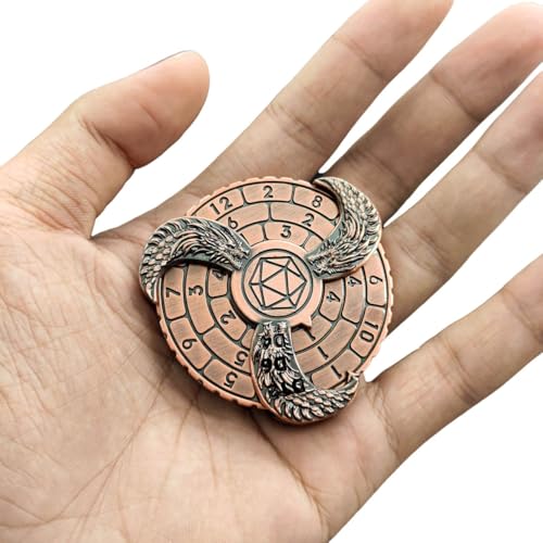 7 in 1 Fidget Spinner Würfel Set für DND, Neuheit Loong Kopf Metall Roulette D&D Würfel mit Geschenkbox, Dungeons und Drachen RPG Rollenspiel Würfel Bronze von YlobdolY