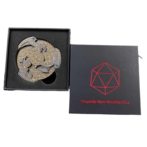 7 in 1 Fidget Spinner Würfel Set für DND, Neuheit Mechanisches Metallroulette D&D Würfel mit Geschenkbox, Dungeons und Drachen RPG Rollenspiel Würfel Gelb von YlobdolY