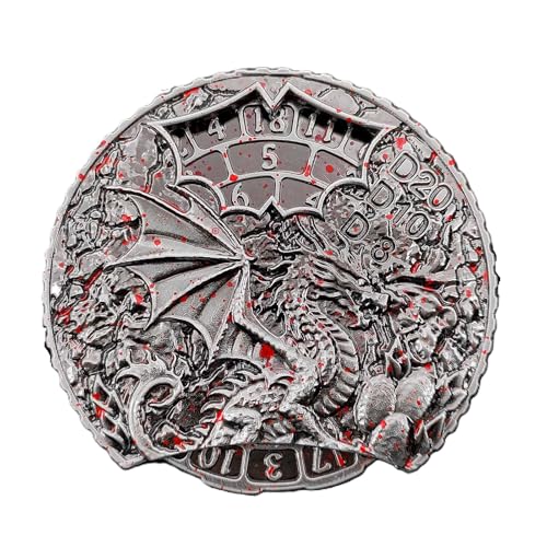 7 in 1 Fidget Spinner Würfel Set für DND, Neuheit Winged Flying Dragon Metal Roulette D&D Würfel mit Geschenkbox, Dungeons und Drachen RPG Rollenspiel Würfel Bloody von YlobdolY