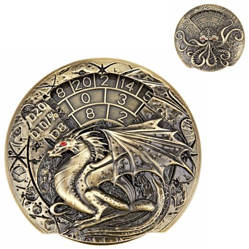 7 in 1 Fidget Spinner Würfel Set für DND, Neuheit Winged Flying Dragon Octopus Metal Roulette D&D Würfel mit Geschenkbox, Dungeons und Drachen RPG Rollenspiel Würfel Golden von YlobdolY