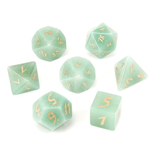 7PCS Natürlicher Edelstein DND Würfel Set, Grüner Aventurin Rollenspiel D&D Würfel, DND Kristall Edelstein Würfel Set, Polyeder Edelstein Würfel Set für RPG Brettspiele Grün C von YlobdolY