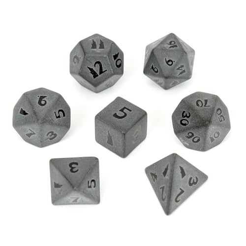 7PCS Natürlicher Edelstein DND Würfel Set, Mattschwarzes Obsidian Rollenspiel D&D Würfel, DND Kristall Edelstein Würfel Set, Polyeder Edelstein Würfel Set für RPG Brettspiele Schwarz D von YlobdolY